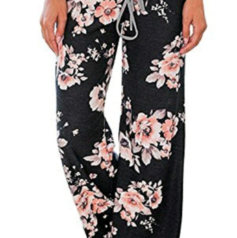 Women's Lily Posh floral flare pants black/pink